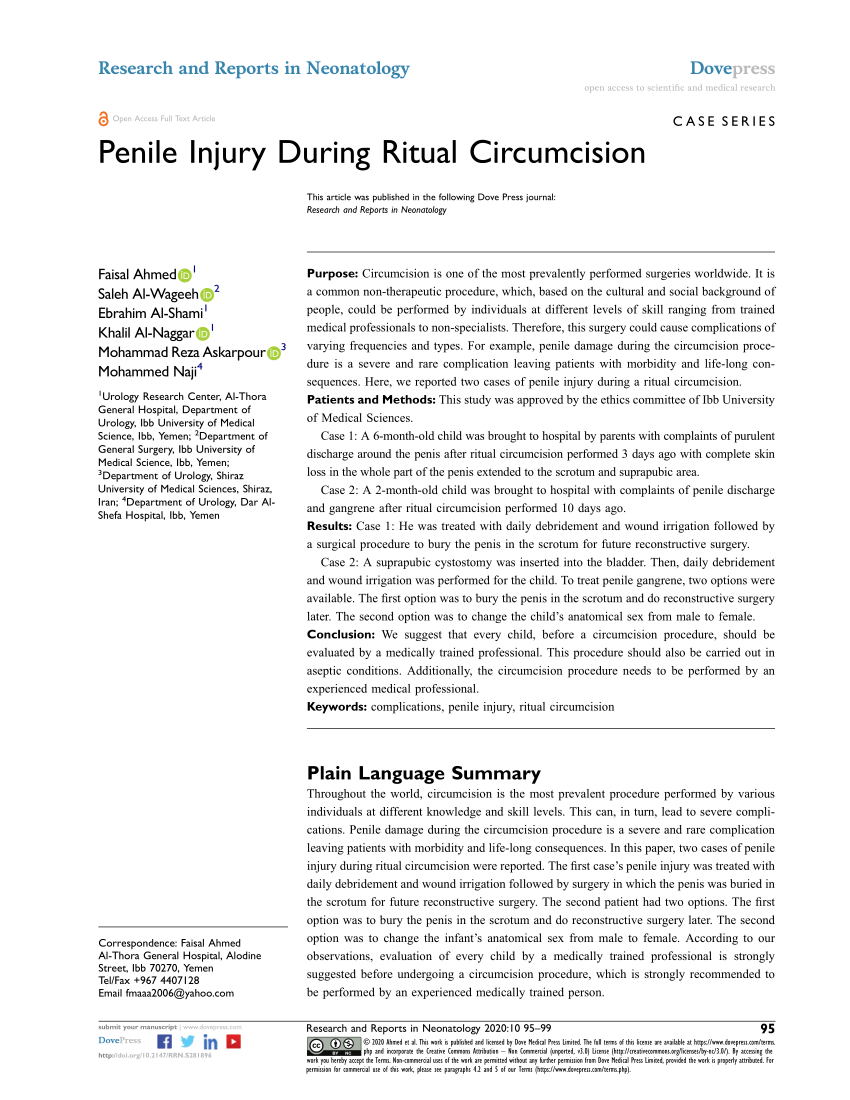 Pdf Penile Injury During Ritual Circumcision