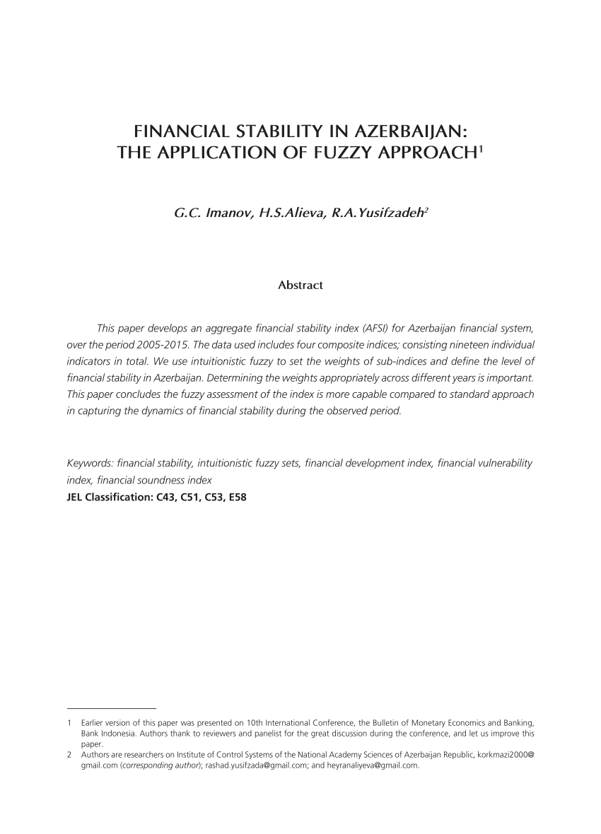 (PDF) Measuring the Financial Stability