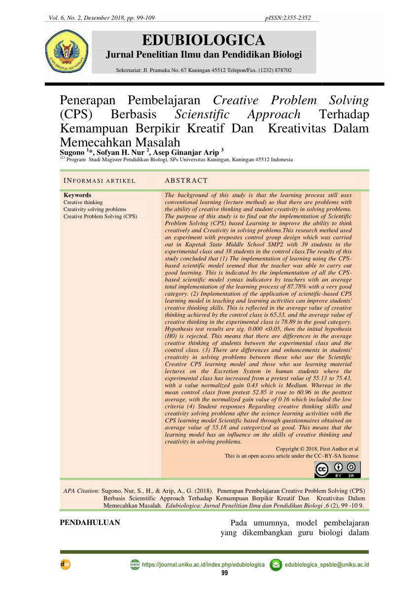 model pembelajaran creative problem solving pdf