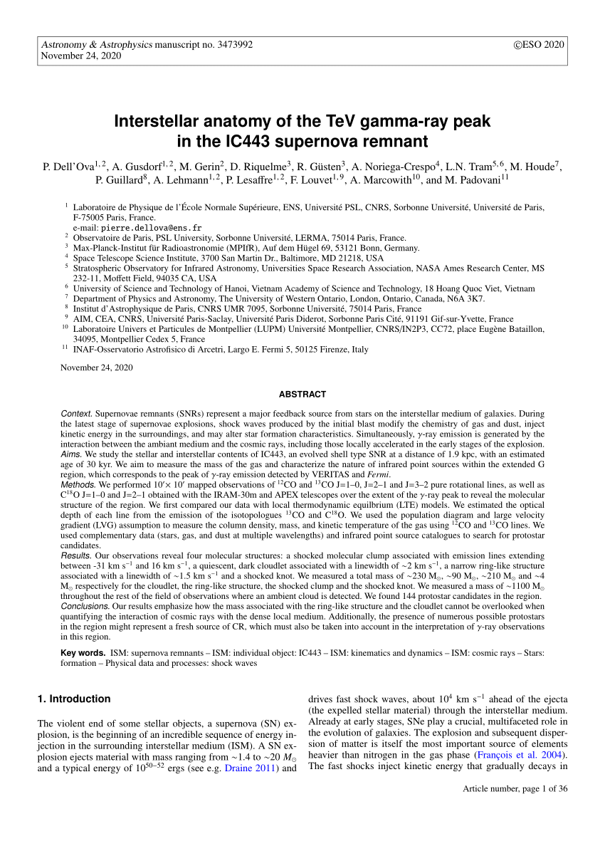 Pdf Interstellar Anatomy Of The Tev Gamma Ray Peak In The Ic443 Supernova Remnant