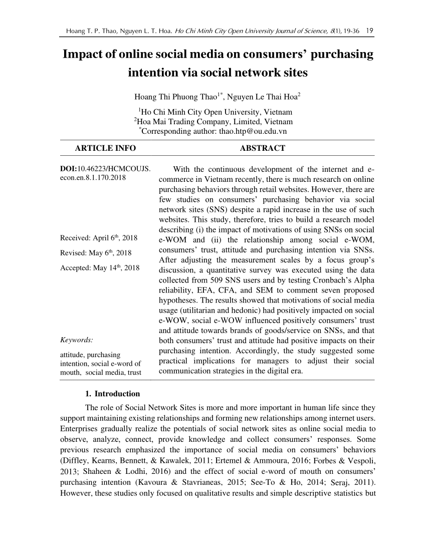 research paper on the effect of social media on buying choices