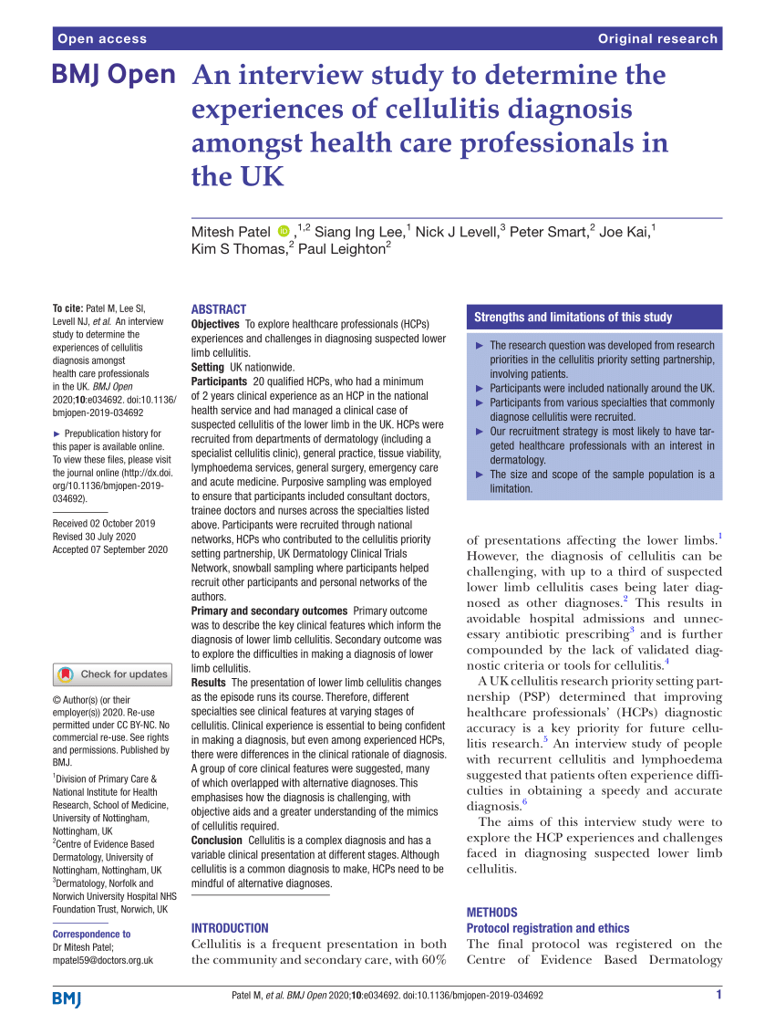 cellulitis case study journal