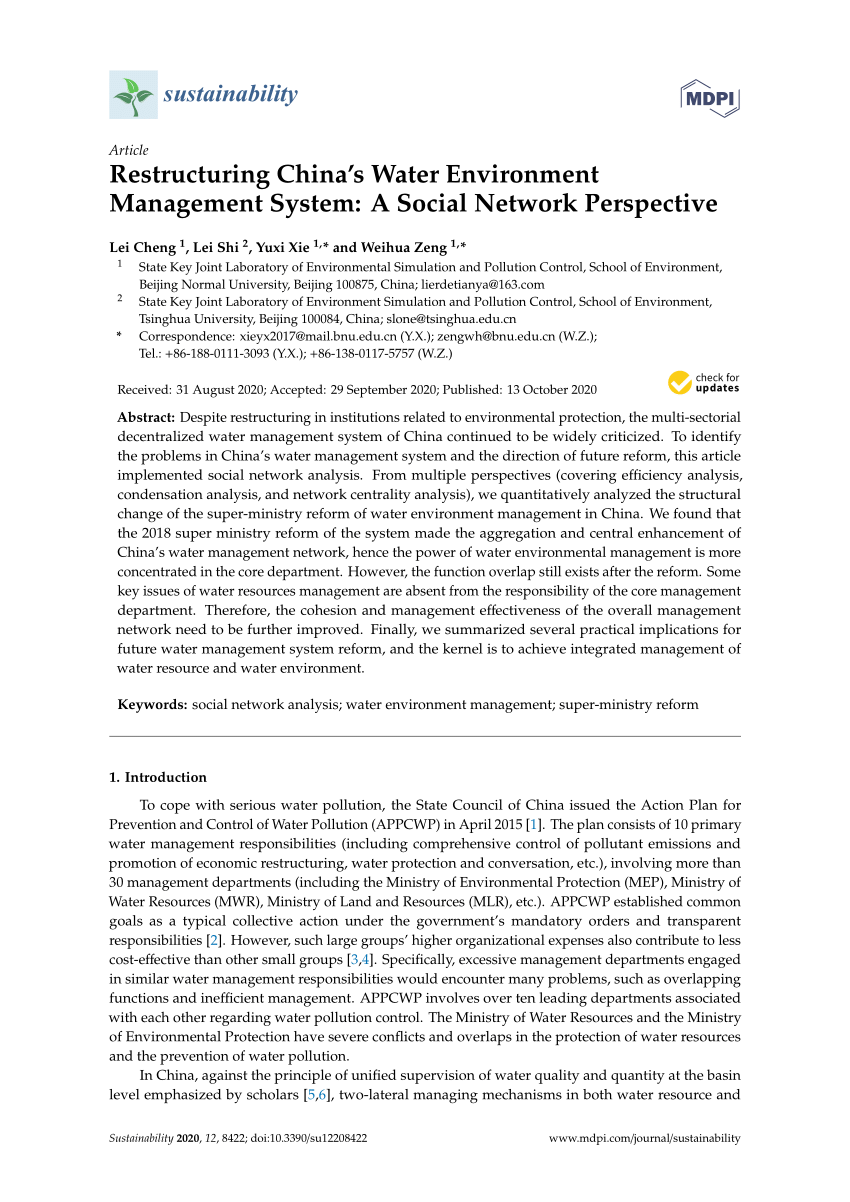 Pdf Restructuring Chinas Water Environment Management System A Social Network Perspective 9645