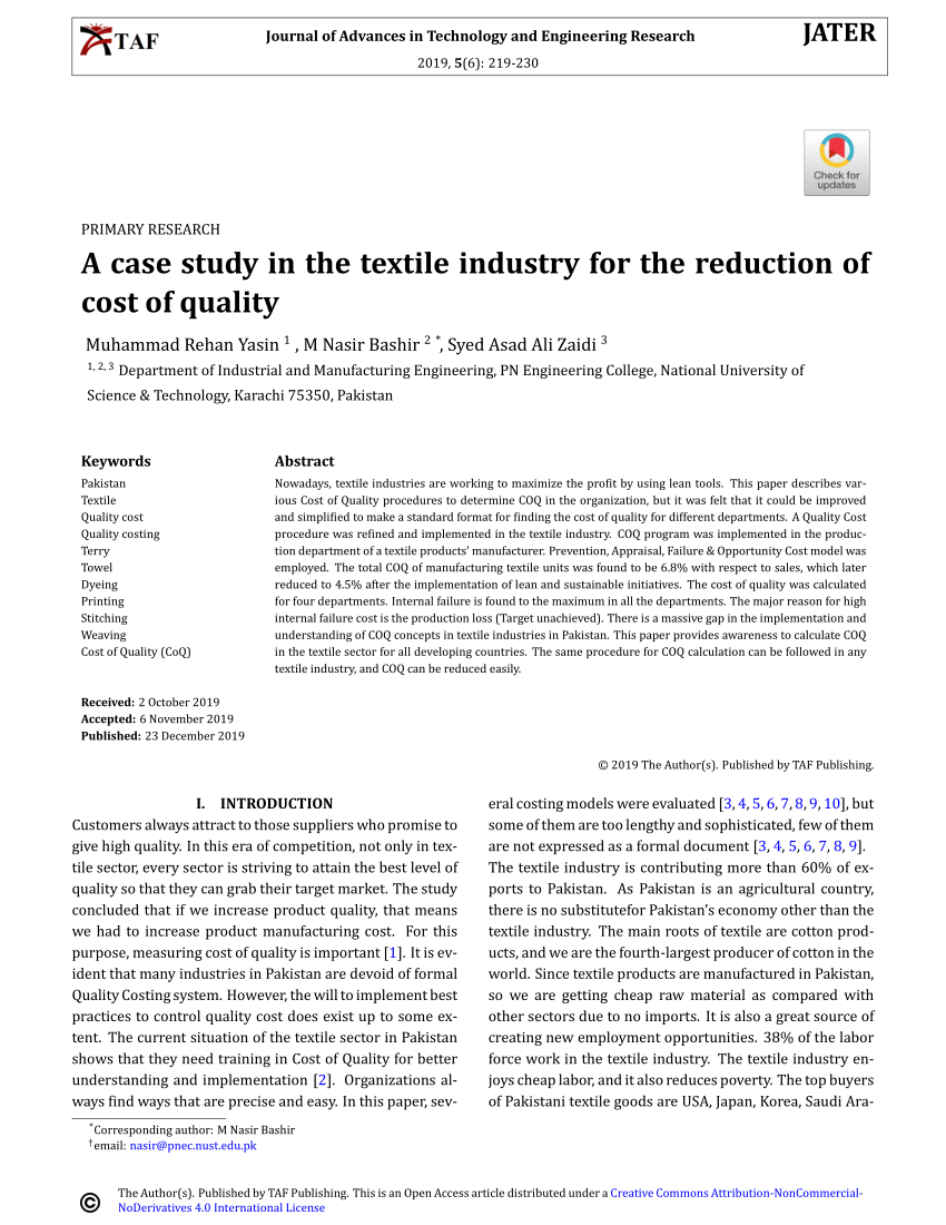 case study on textile industry pdf