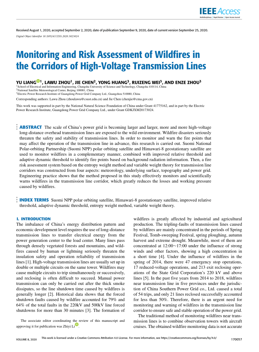 PDF) Monitoring and Risk Assessment of Wildfires in the Corridors 