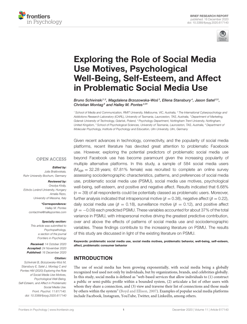 impact of social media on self esteem research paper philippines