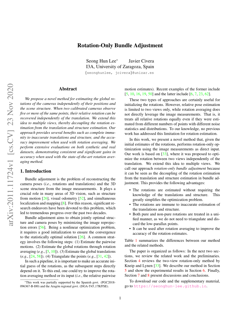 Pdf Rotation Only Bundle Adjustment