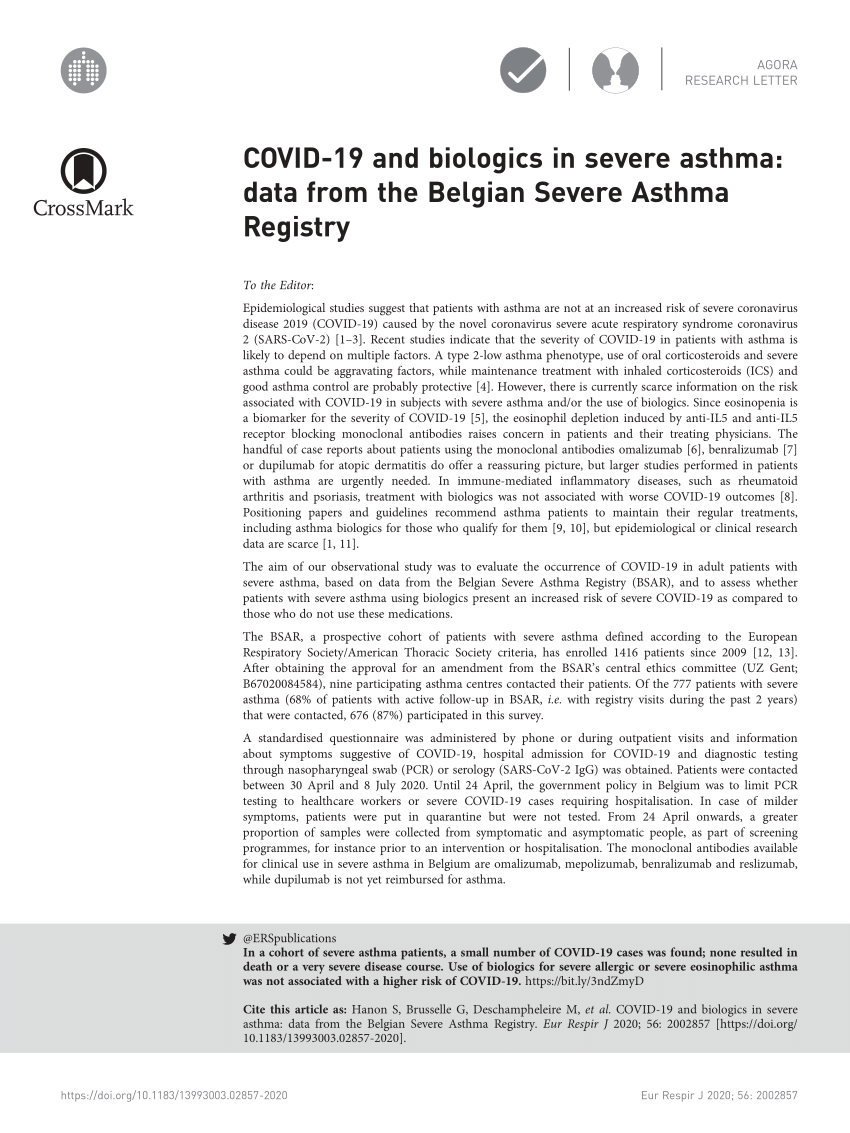 PDF) Belgian Severe Asthma Registry. Which Biotherapy to Choose