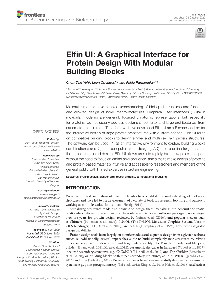 PDF) Elfin UI: A Graphical Interface for Protein Design With ...