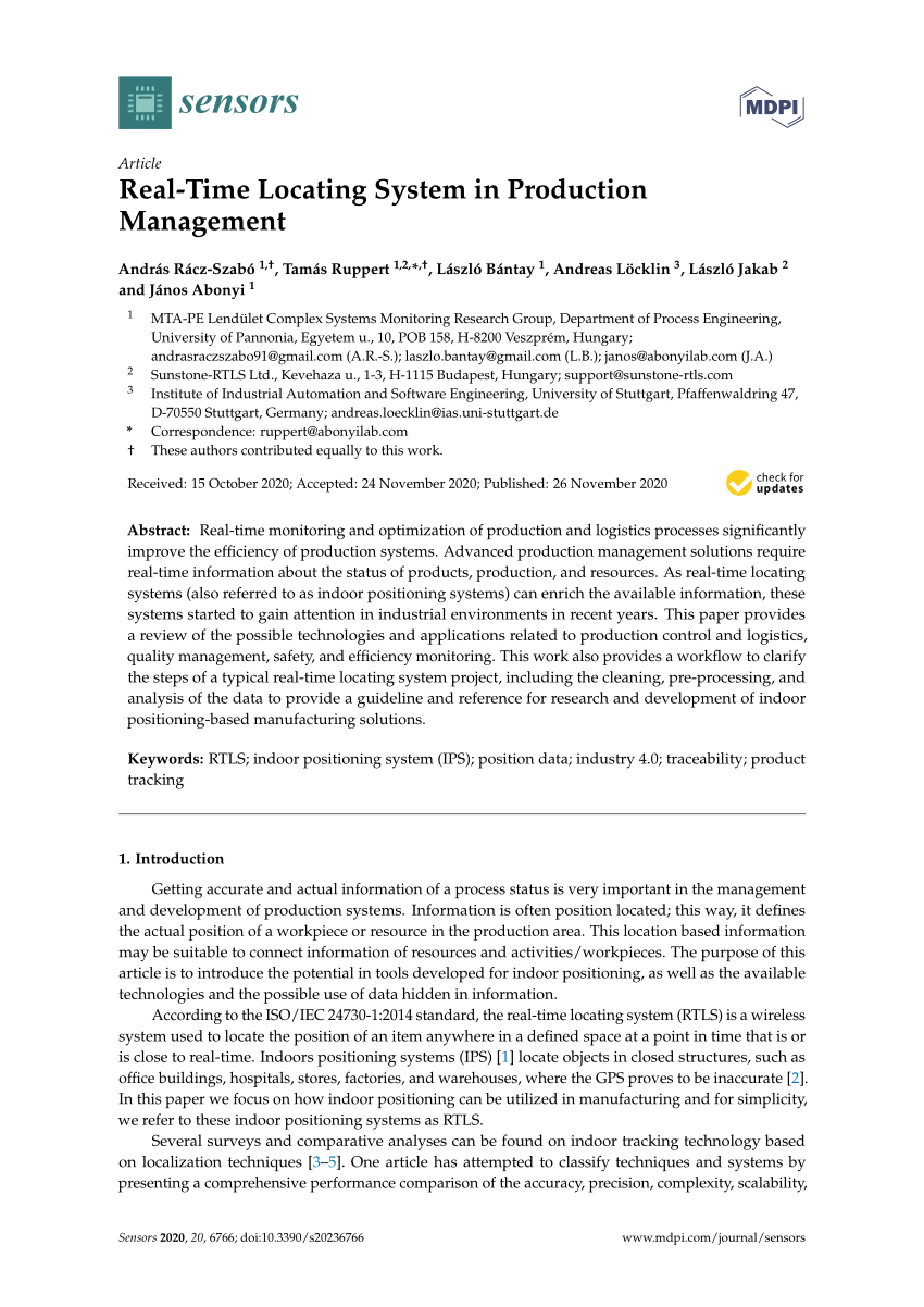 (PDF) Real-Time Locating System in Production Management