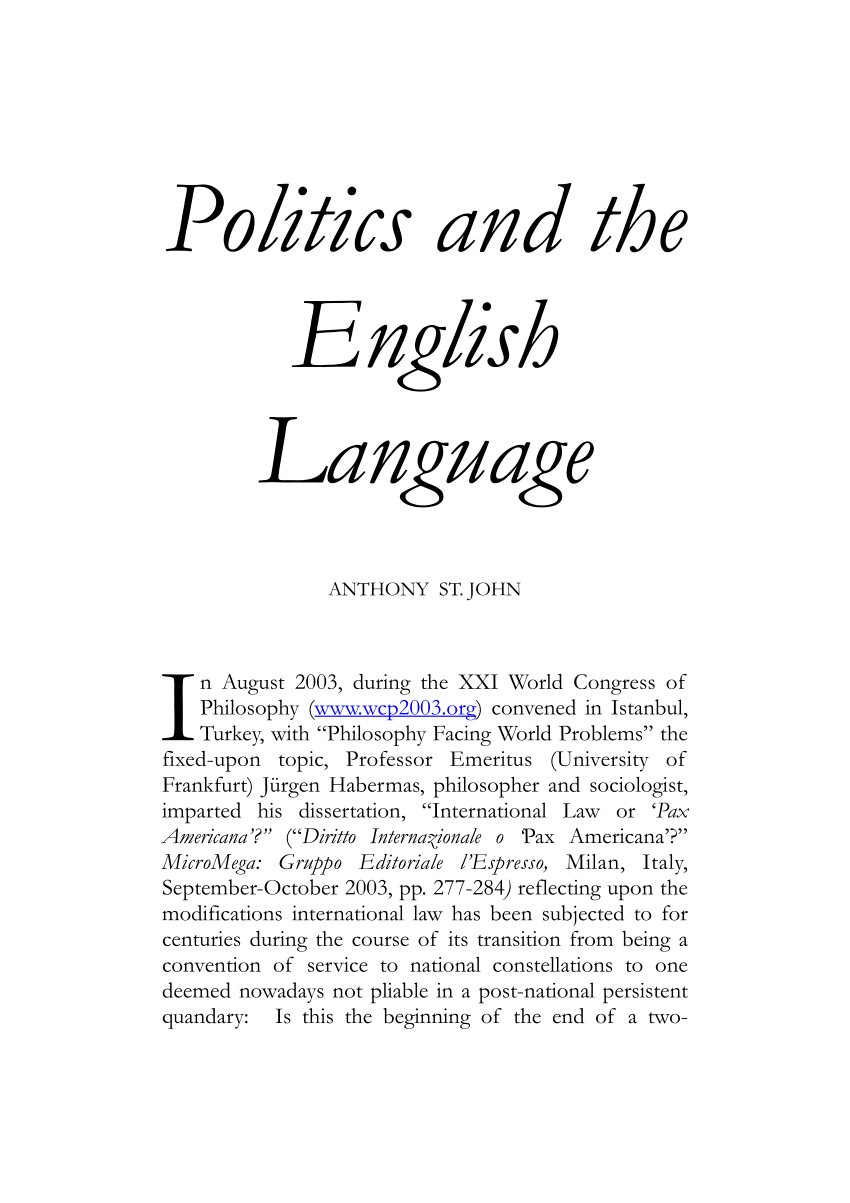 politics and the english language essay