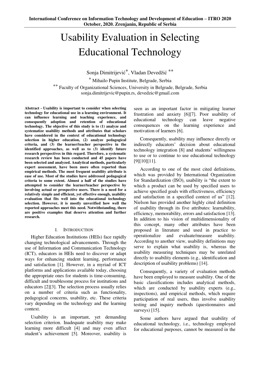 PDF) Student and Lecturer Perceptions of Usability of the Virtual