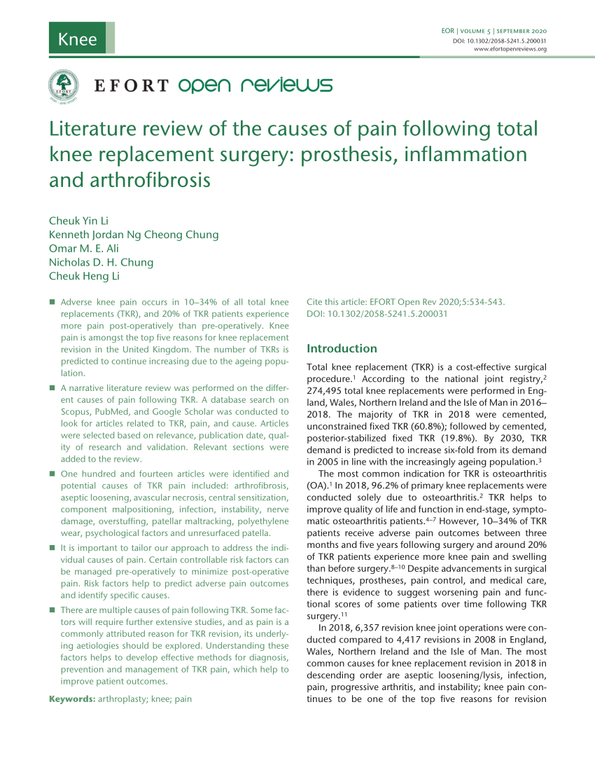 literature review on knee pain