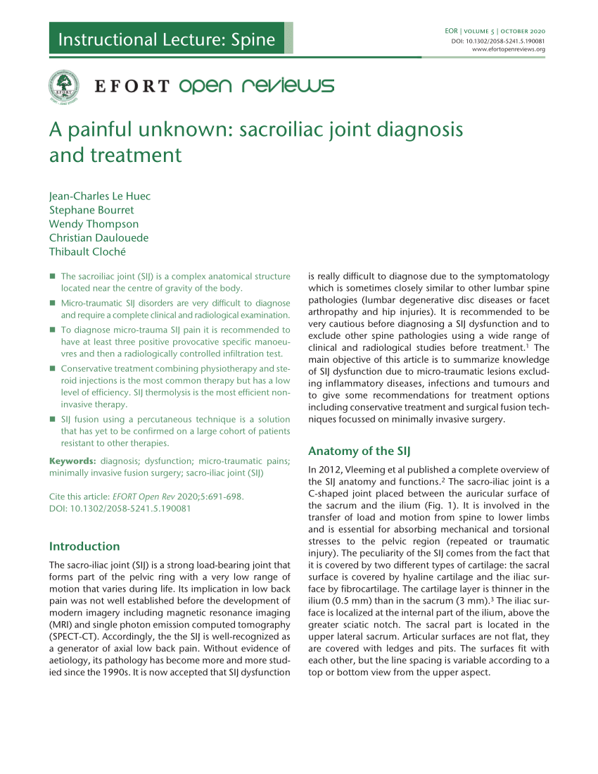 The sacro-iliac joint: A potentially painful enigma. Update on the