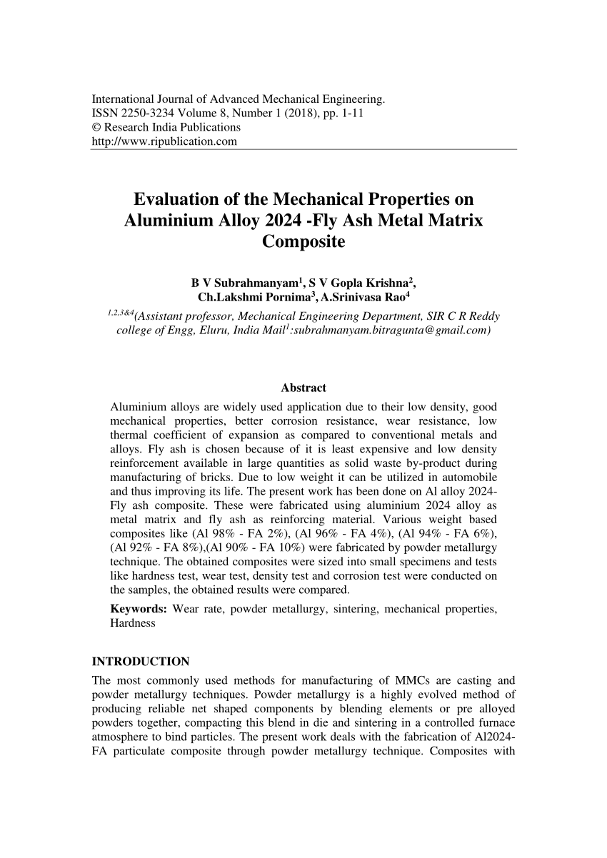 (PDF) Evaluation of the Mechanical Properties on Aluminium Alloy 2024