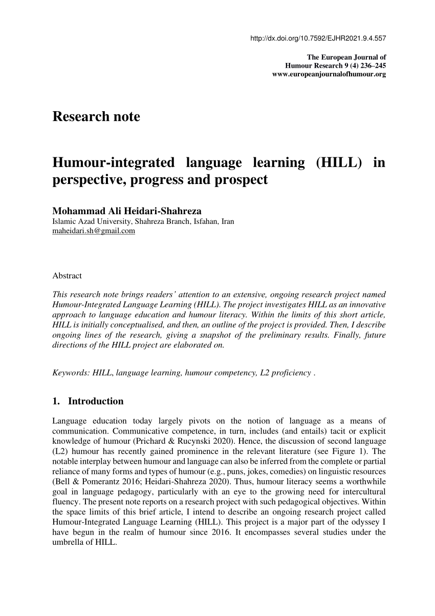 european journal of humour research