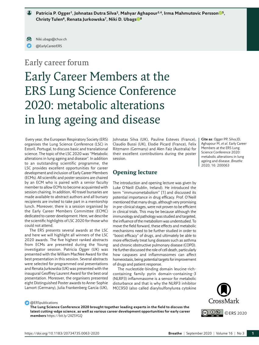 (PDF) Early Career Members at the ERS Lung Science Conference 2020