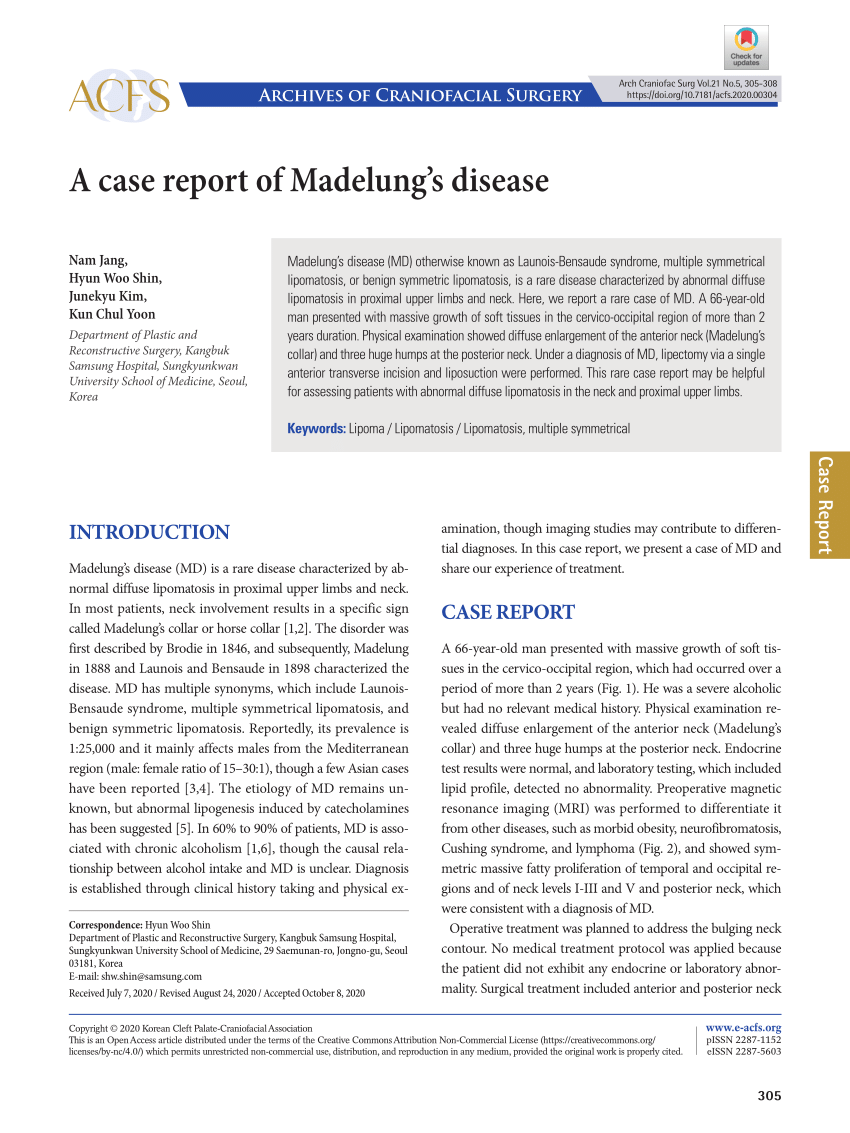 Pdf A Case Report Of Madelungs Disease 