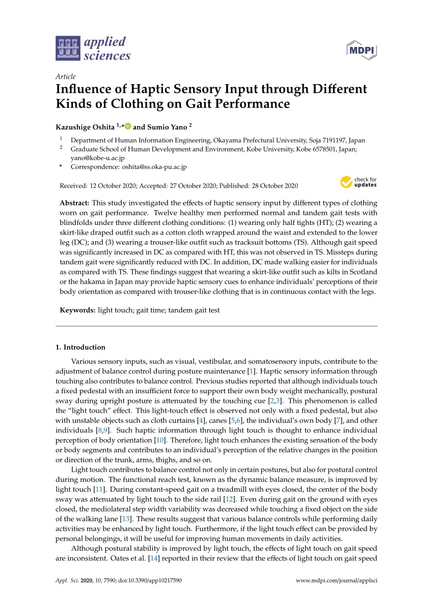 (PDF) Influence of Haptic Sensory Input through Different Kinds of