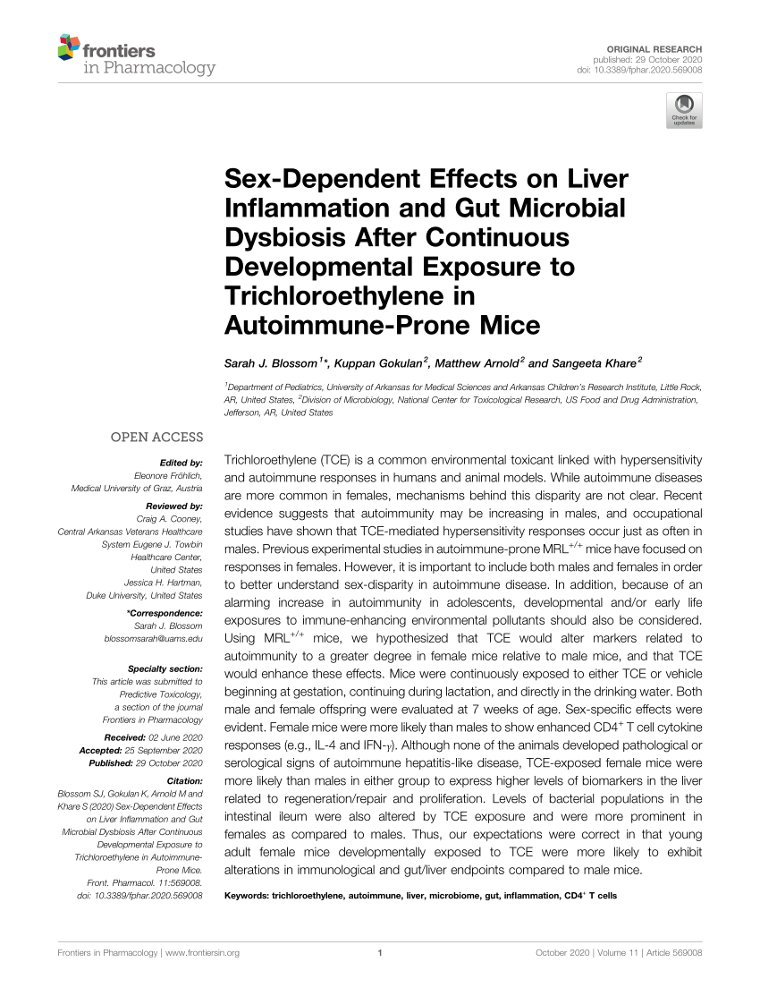 Pdf Sex Dependent Effects On Liver Inflammation And Gut Microbial Dysbiosis After Continuous 8435