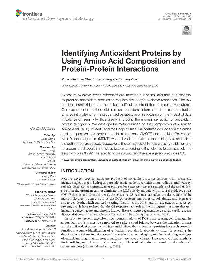 PDF) Identifying Antioxidant Proteins by Using Amino Acid 