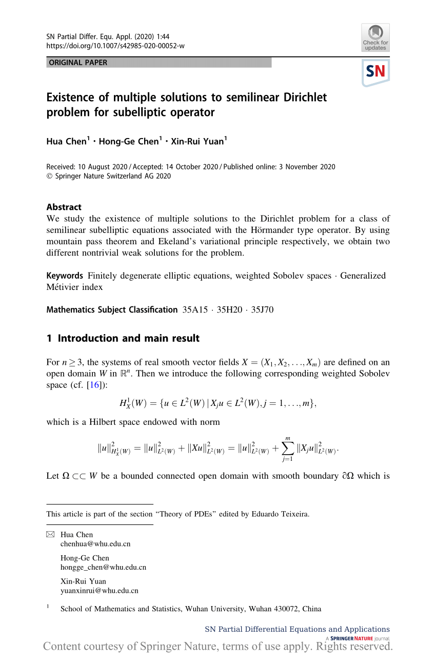 Existence Of Multiple Solutions To Semilinear Dirichlet Problem For Subelliptic Operator Request Pdf