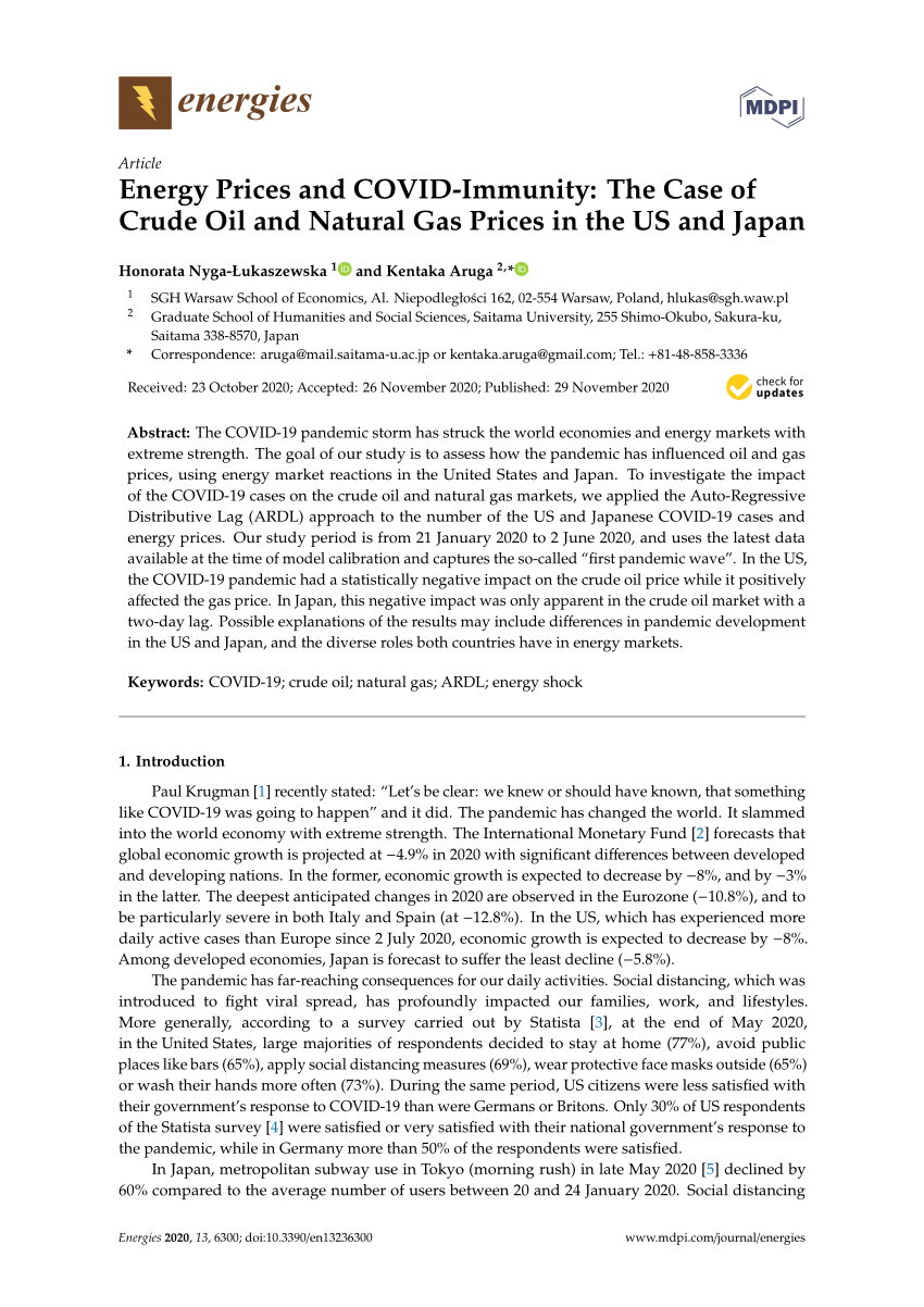 PDF) Energy Prices and COVID-Immunity: The Case of Crude Oil and