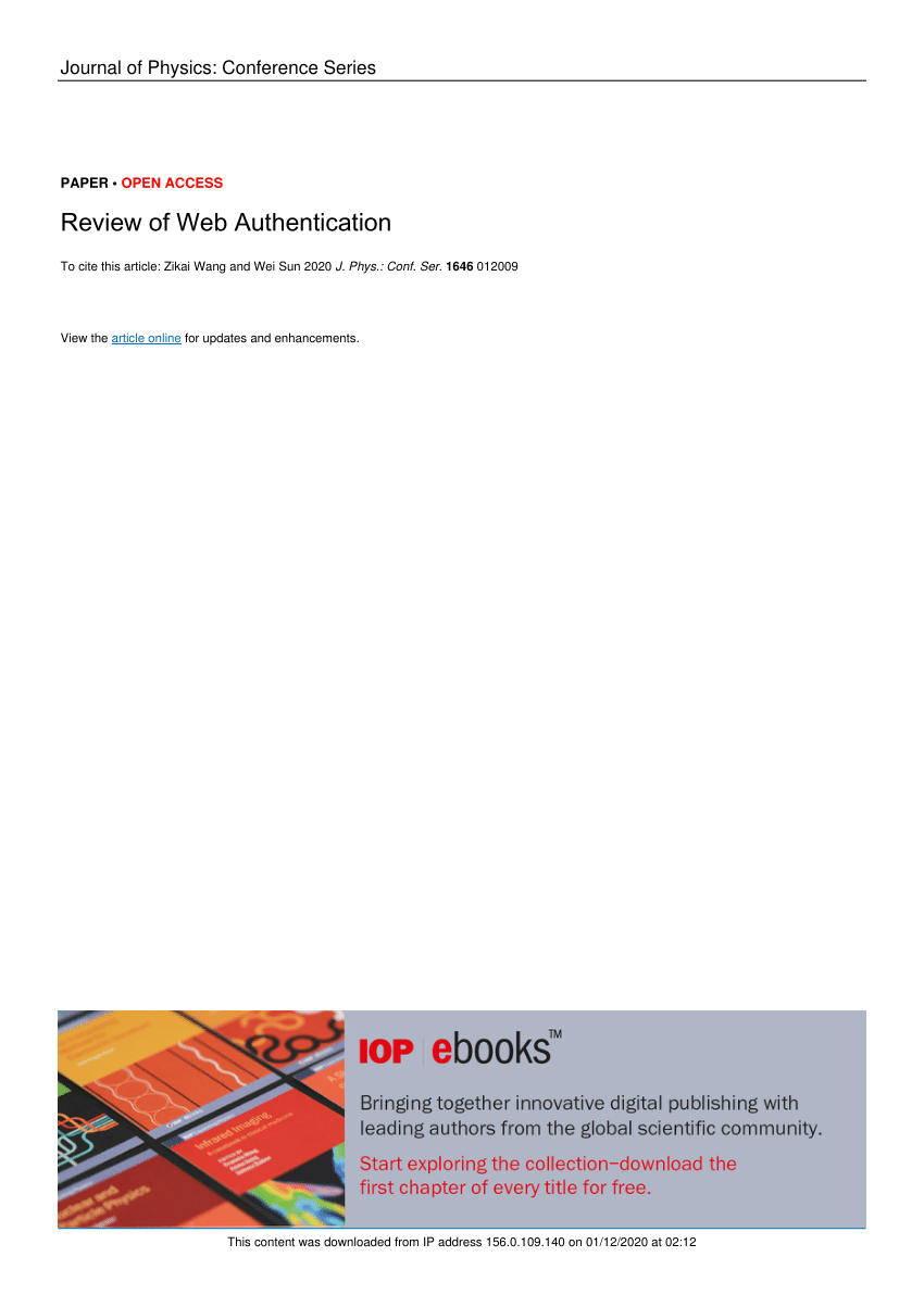 PDF Review of Web Authentication