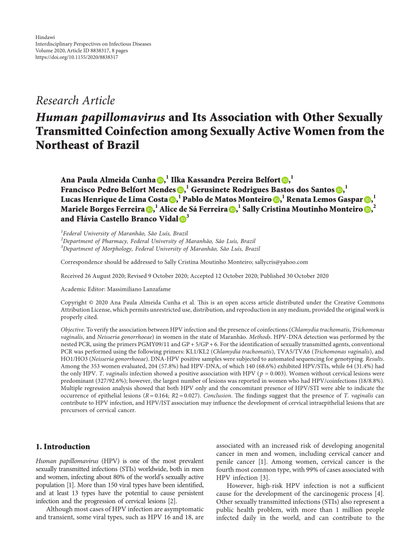 PDF) Human papillomavirus and Its Association with Other Sexually