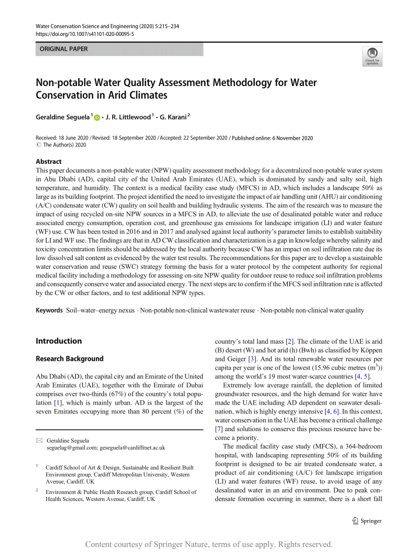 research paper on water quality assessment