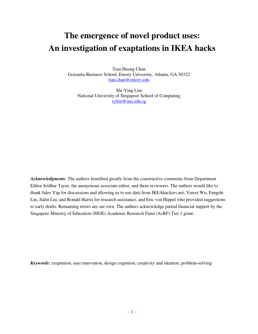 PDF) The emergence of novel product uses: An investigation of exaptations  in IKEA hacks