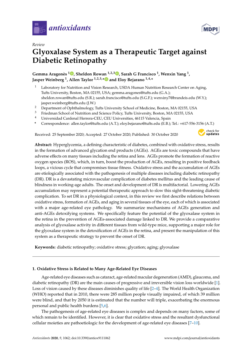 PDF) Glyoxalase System as a Therapeutic Target against Diabetic Retinopathy