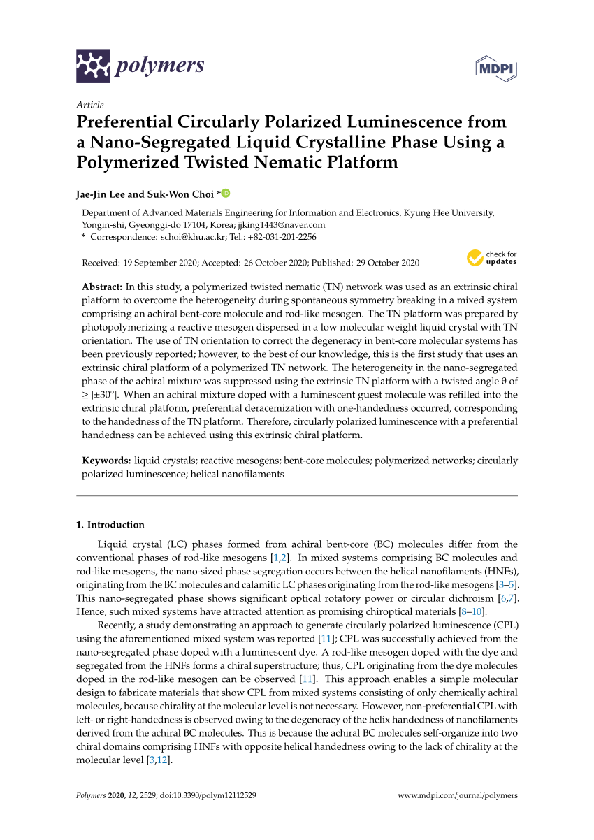 PDF) Preferential Circularly Polarized Luminescence from a Nano