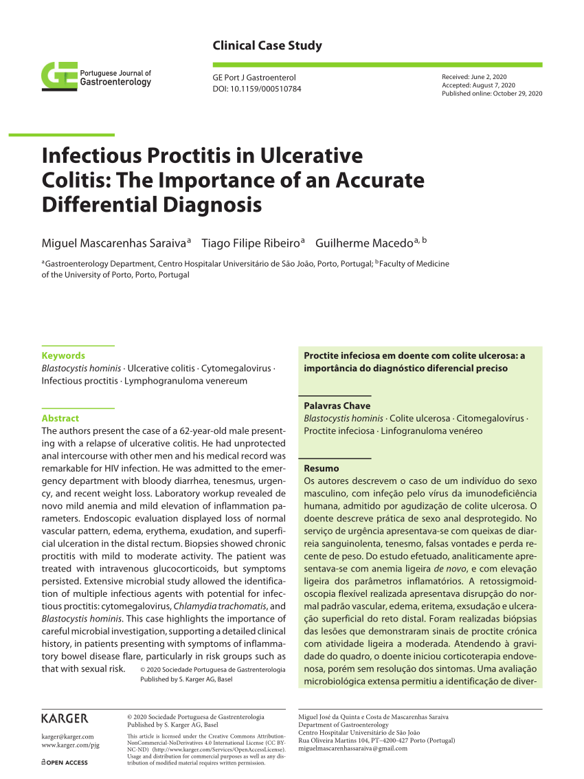 Pdf Infectious Proctitis In Ulcerative Colitis The Importance Of An Accurate Differential 6827
