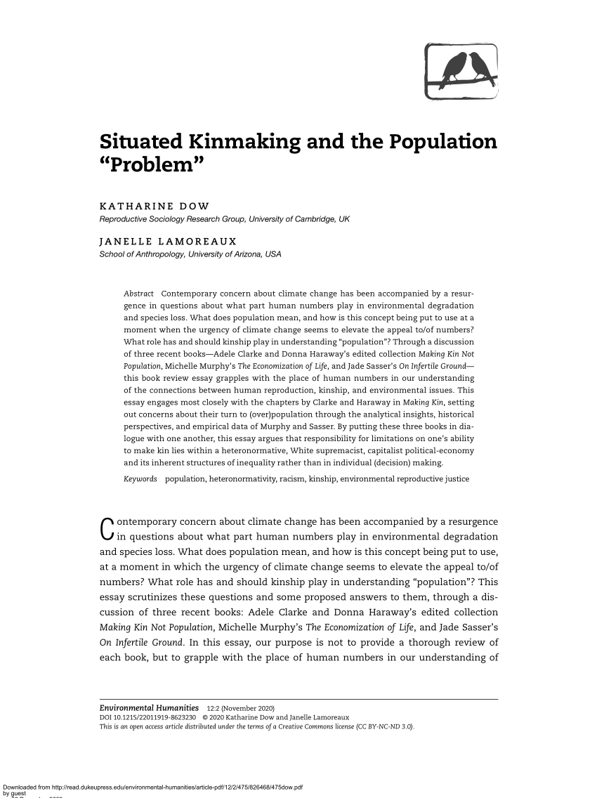 Pdf Situated Kinmaking And The Population Problem