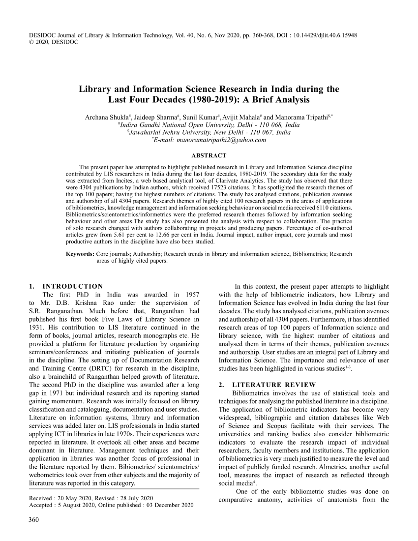 current research topics in library and information science in india