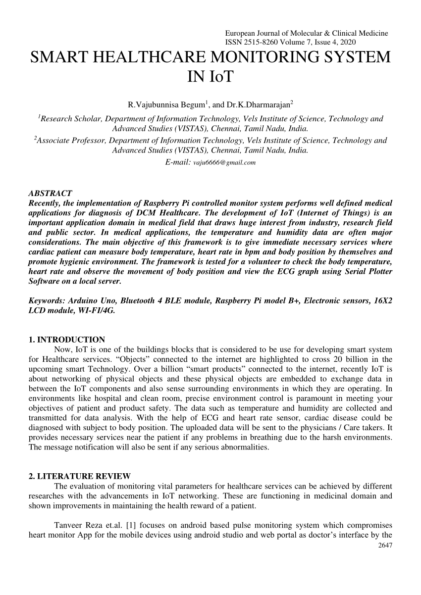 research paper on iot in healthcare