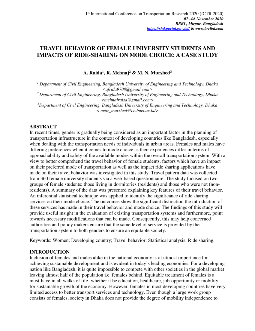 research paper on travel behavior