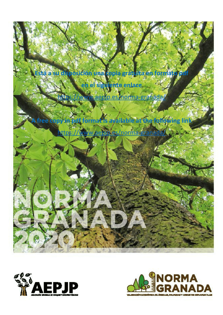 PDF) Norma Granada 2020. Método de valoración de árboles, palmeras y  arbustos ornamentales