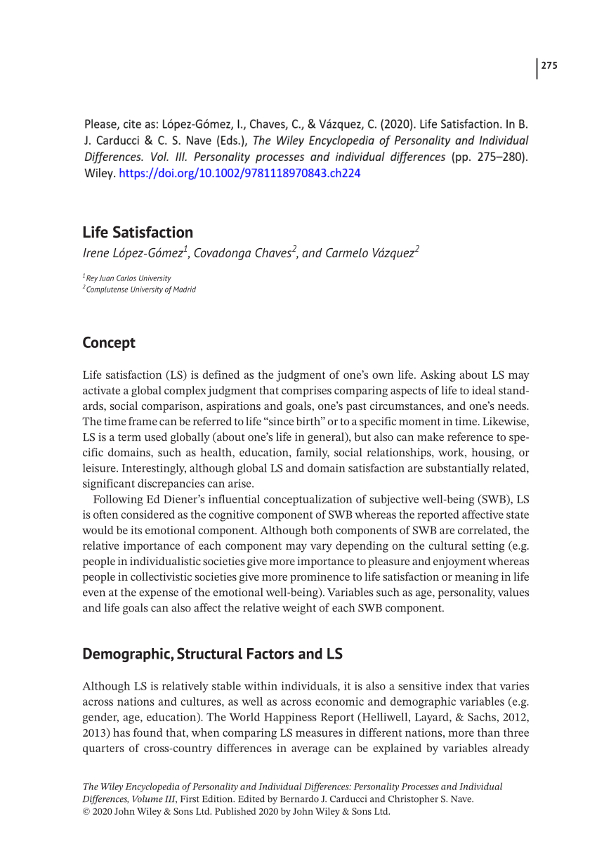 research paper on life satisfaction