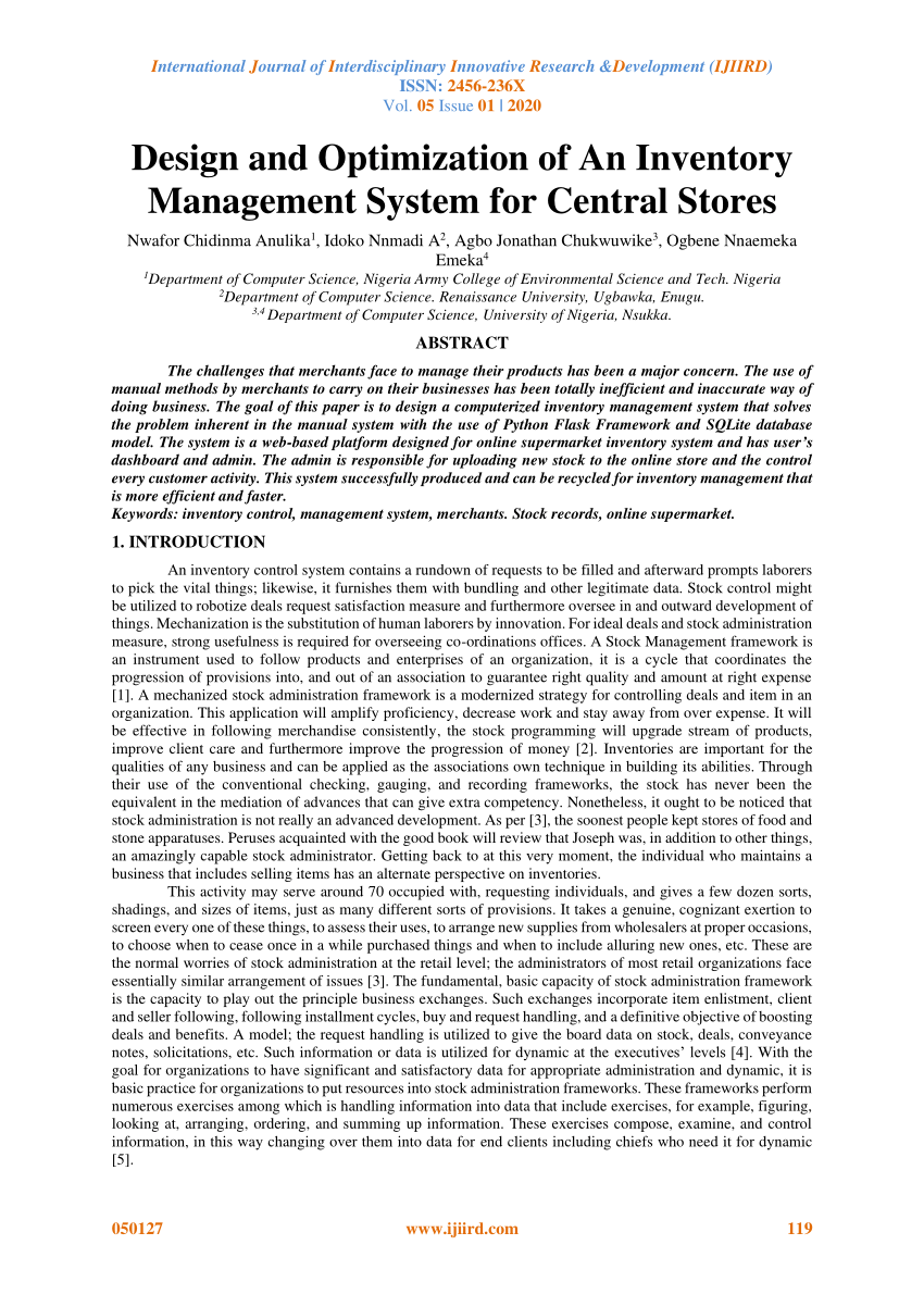 research paper about inventory management