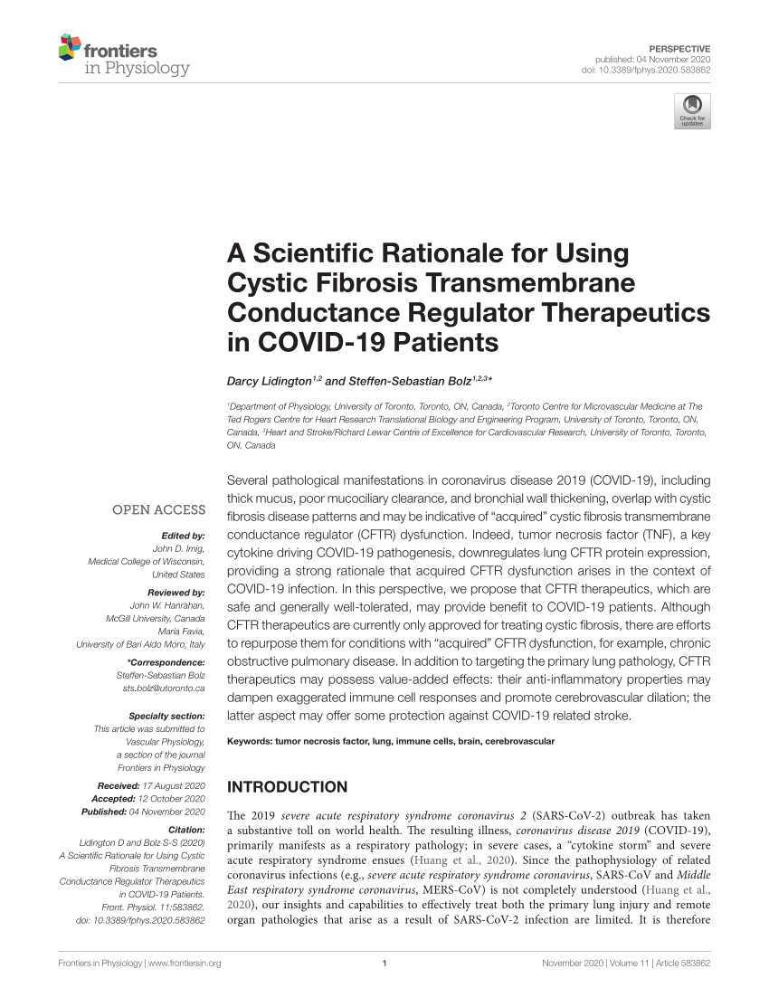 cystic fibrosis transmembrane conductance regulator research paper