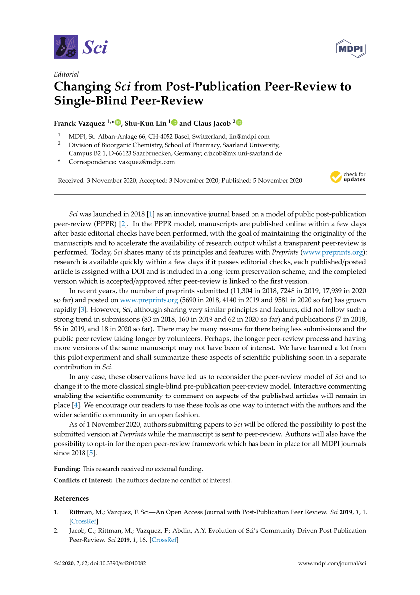 Open Peer Review for all MDPI Journals