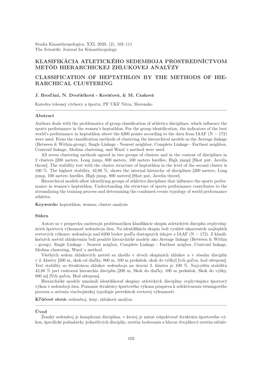 (PDF) Classification of heptathlon by the methods of hierarchical