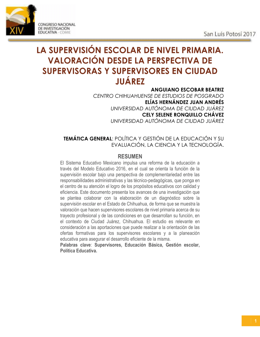 Pdf La Supervisión Escolar En Educación Primaria Valoración Desde La Perspectiva De 2884