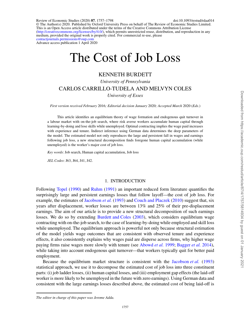 research question about job loss