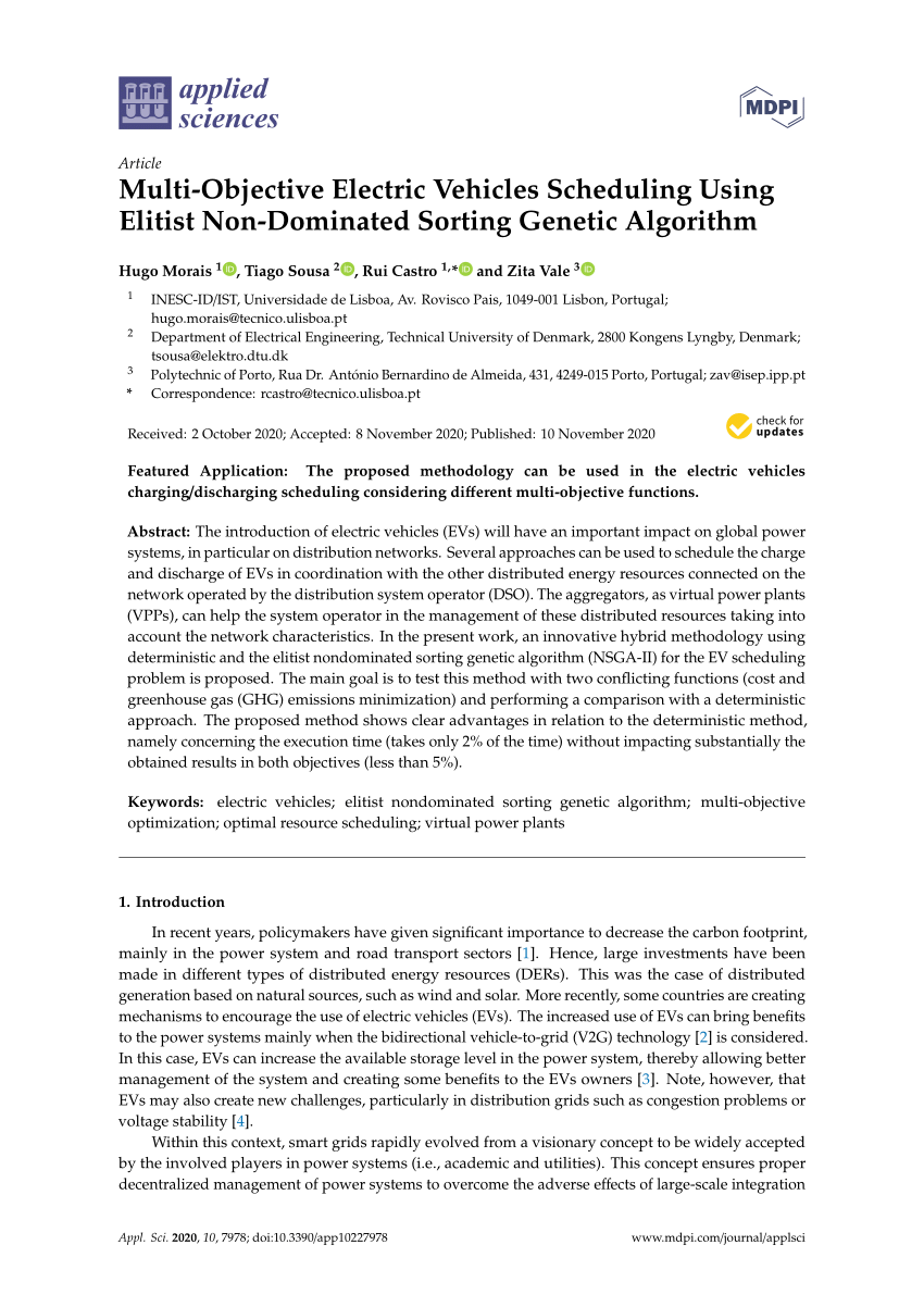 (PDF) MultiObjective Electric Vehicles Scheduling Using Elitist Non