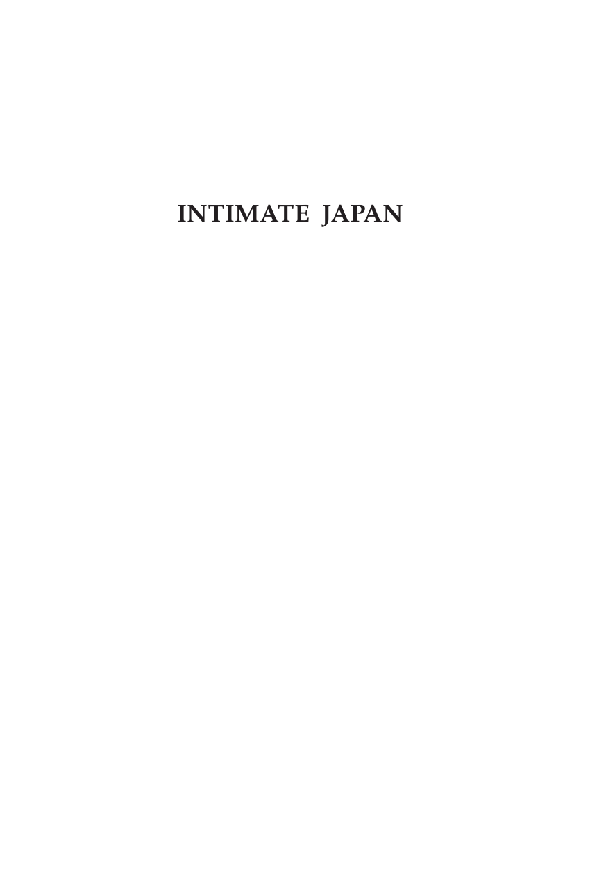 PDF) Intimate Japan: Ethnographies of Closeness and Conflict