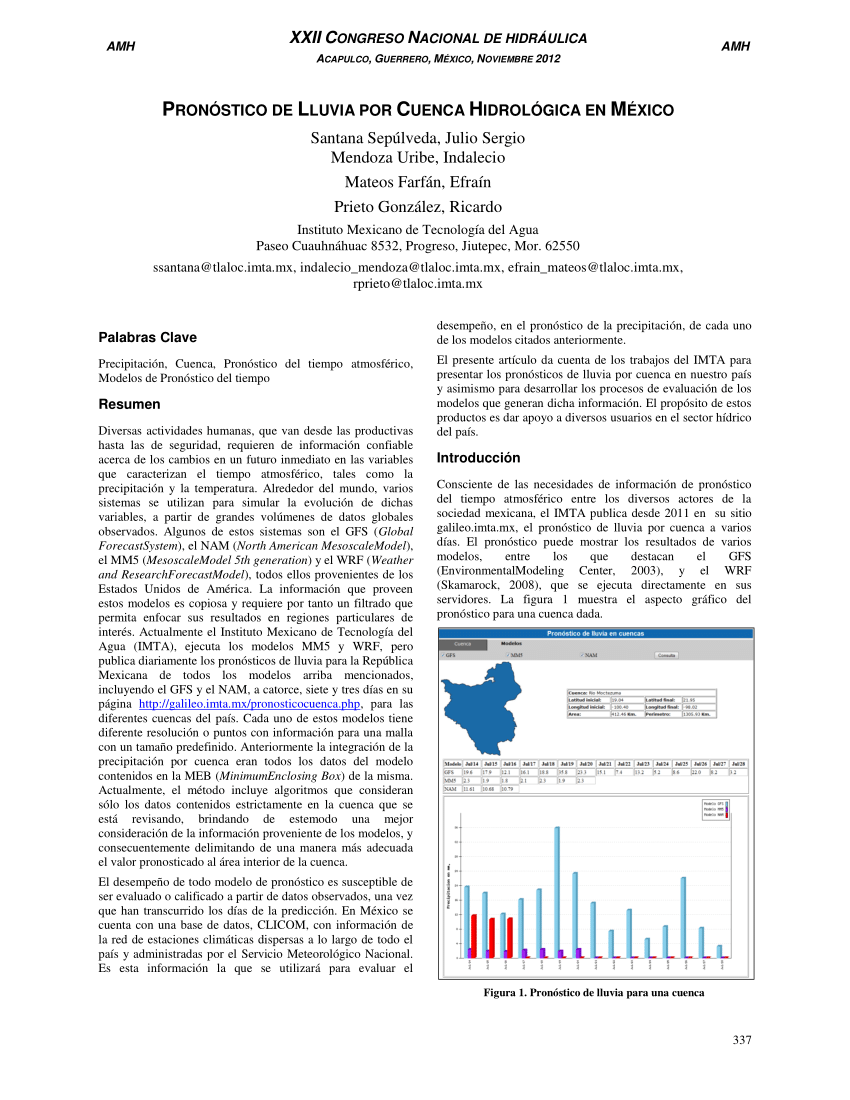 PDF) PRONÓSTICO DE LLUVIA POR CUENCA HIDROLÓGICA EN MÉXICO