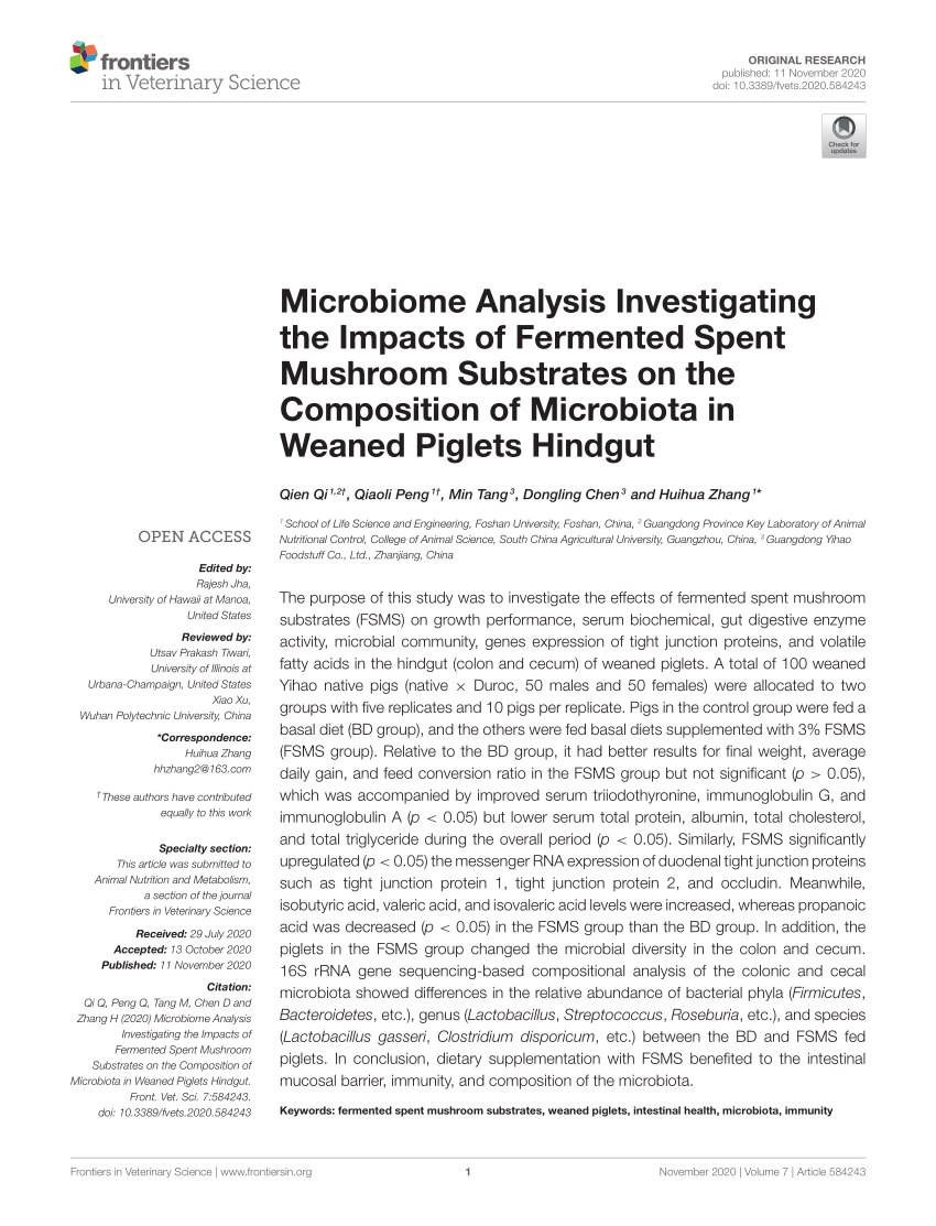 (PDF) Microbiome Analysis Investigating the Impacts of Fermented Spent ...